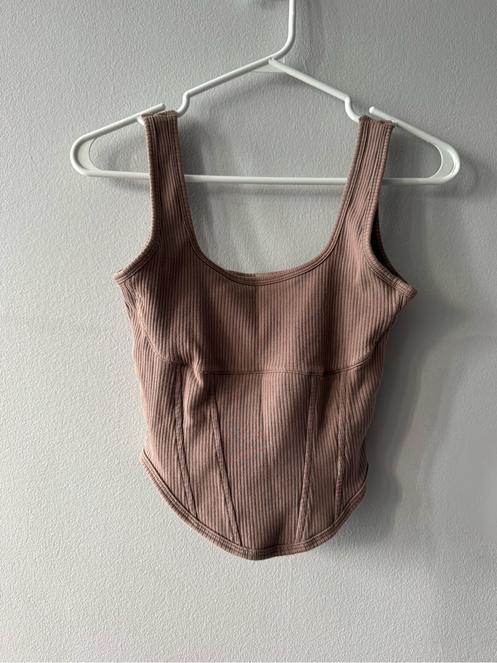 PINK Victoria's Secret Ribbed Scoop Tank Top - Mauve